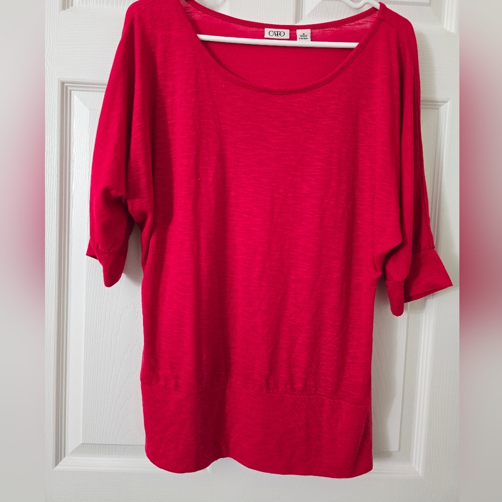 Cato Women's Medium Red Batwing Short Sleeve Blouse